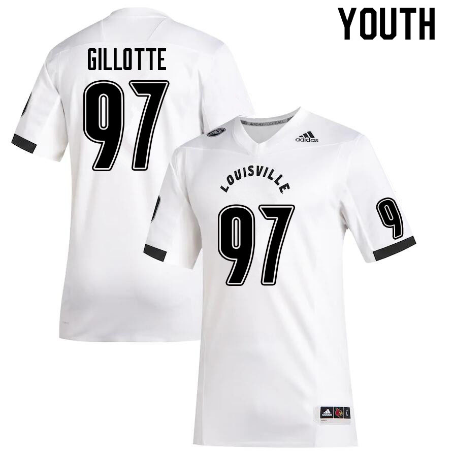 Youth #97 Ashton Gillotte Louisville Cardinals College Football Jerseys Sale-White - Click Image to Close